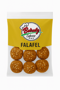 “Lebanese falafel half cooked and fully cooked in Beiruty Catering packaging with golden crispy texture.”